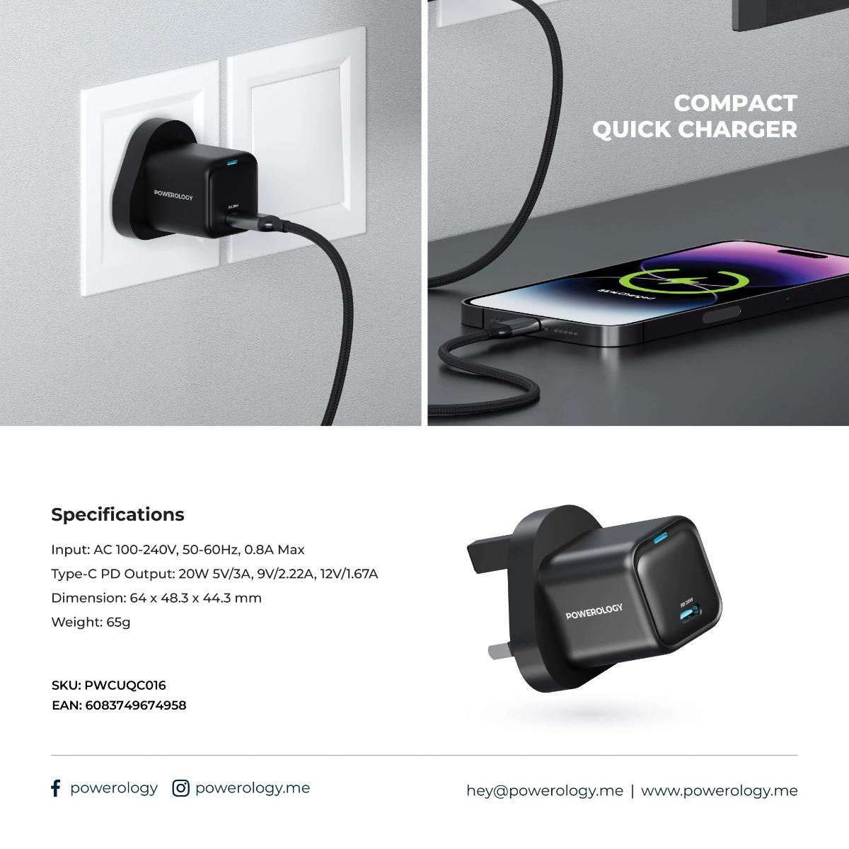 Powerology UK Ultra-Compact GaN Charger