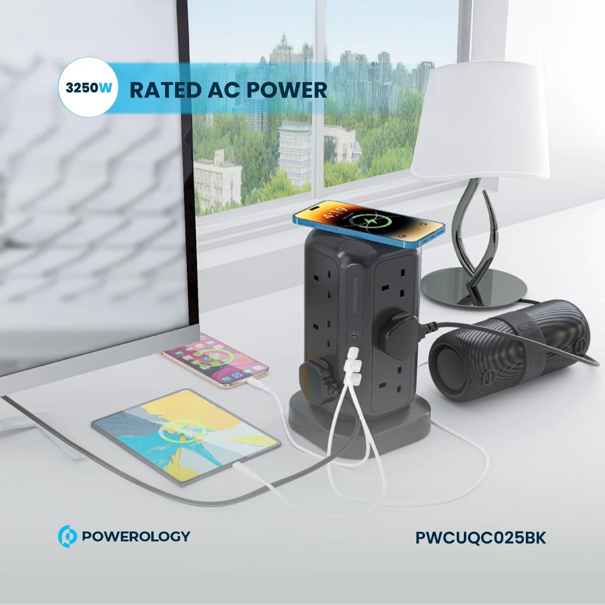 Powerology 17-Device GaN Surge Protector Tower