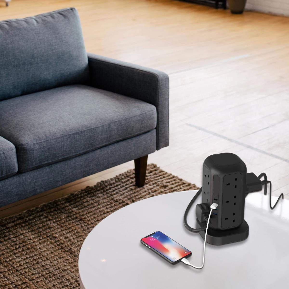 Powerology 17-Device GaN Surge Protector Tower