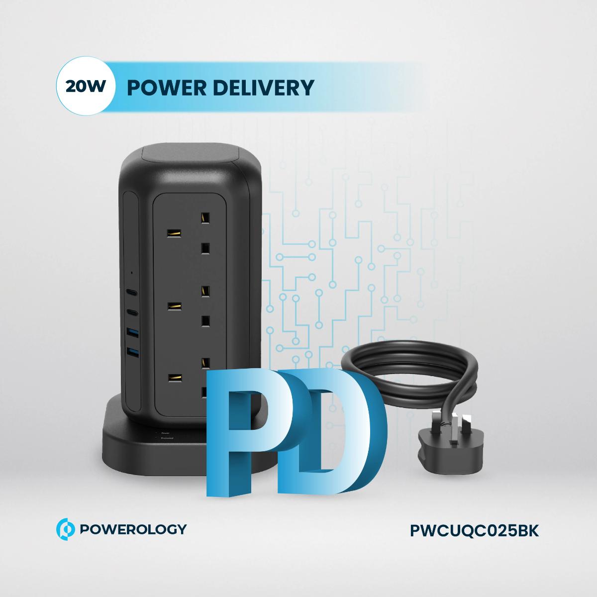 Powerology 17-Device GaN Surge Protector Tower