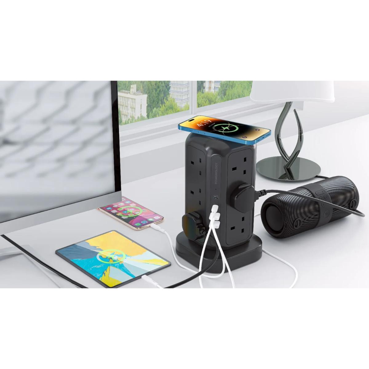 Powerology 17-Device GaN Surge Protector Tower