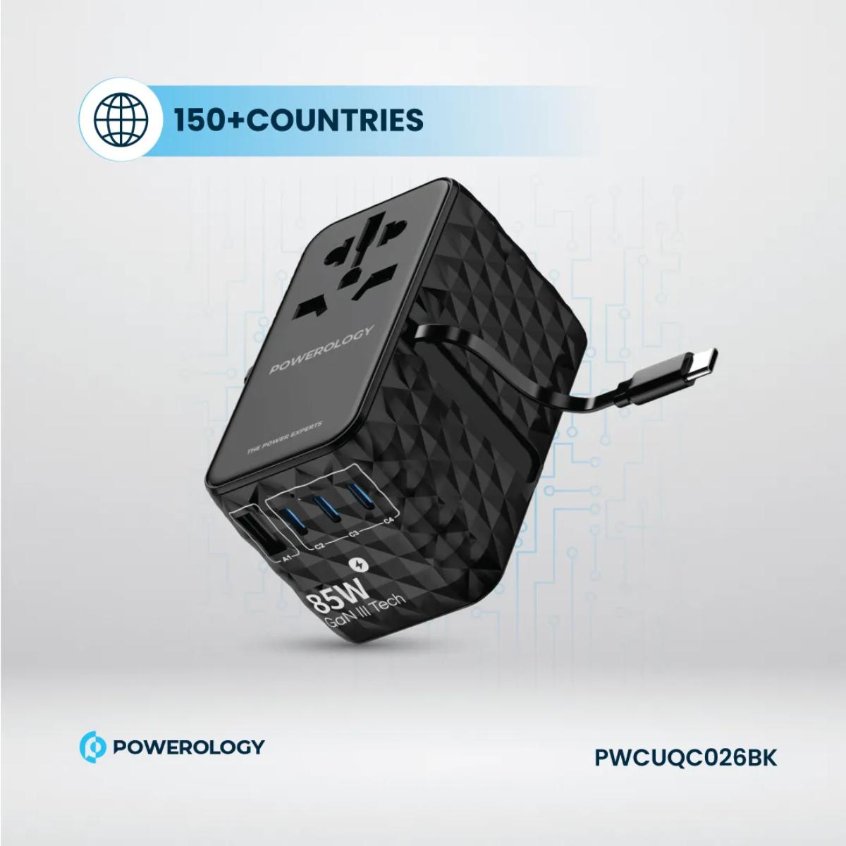 Powerology 85W Universal GaN Travel Charger