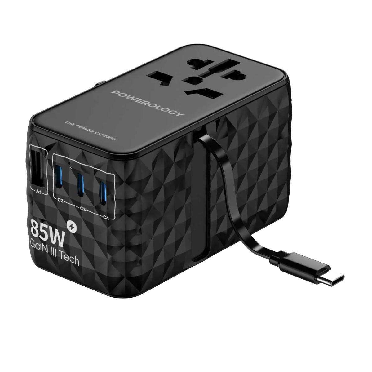 Powerology 85W Universal GaN Travel Charger