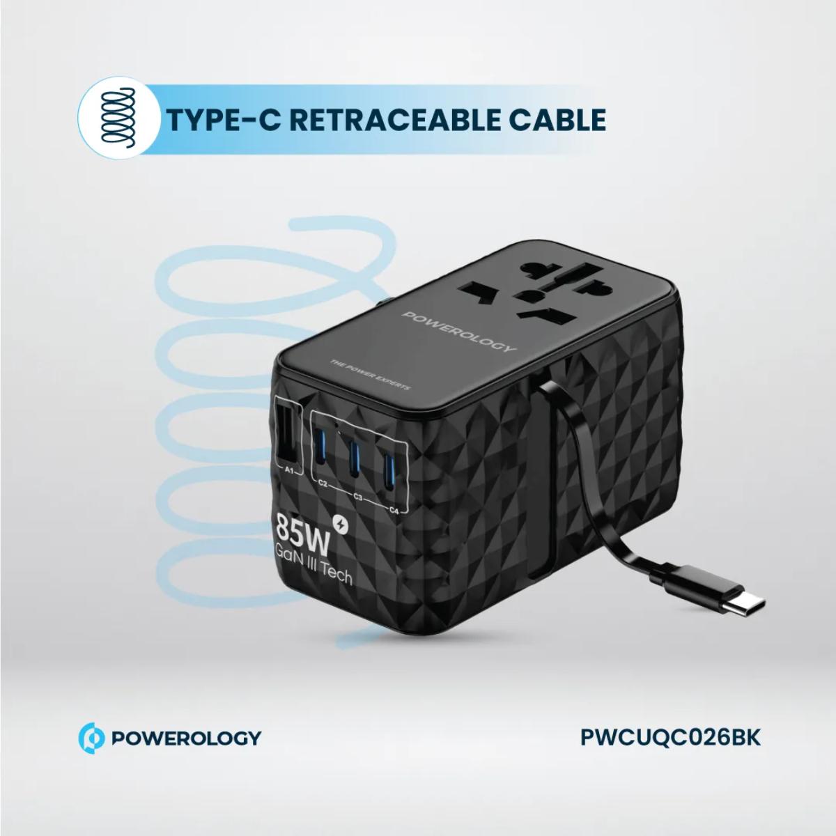 Powerology 85W Universal GaN Travel Charger