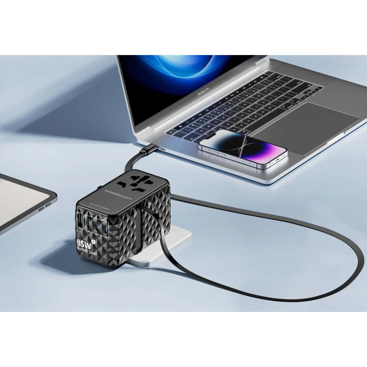 Powerology 85W Universal GaN Travel Charger