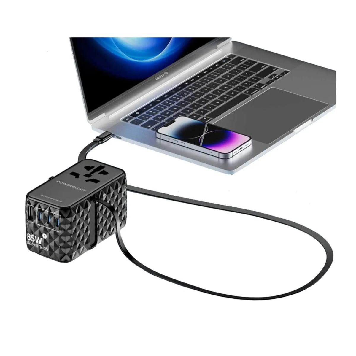 Powerology 85W Universal GaN Travel Charger