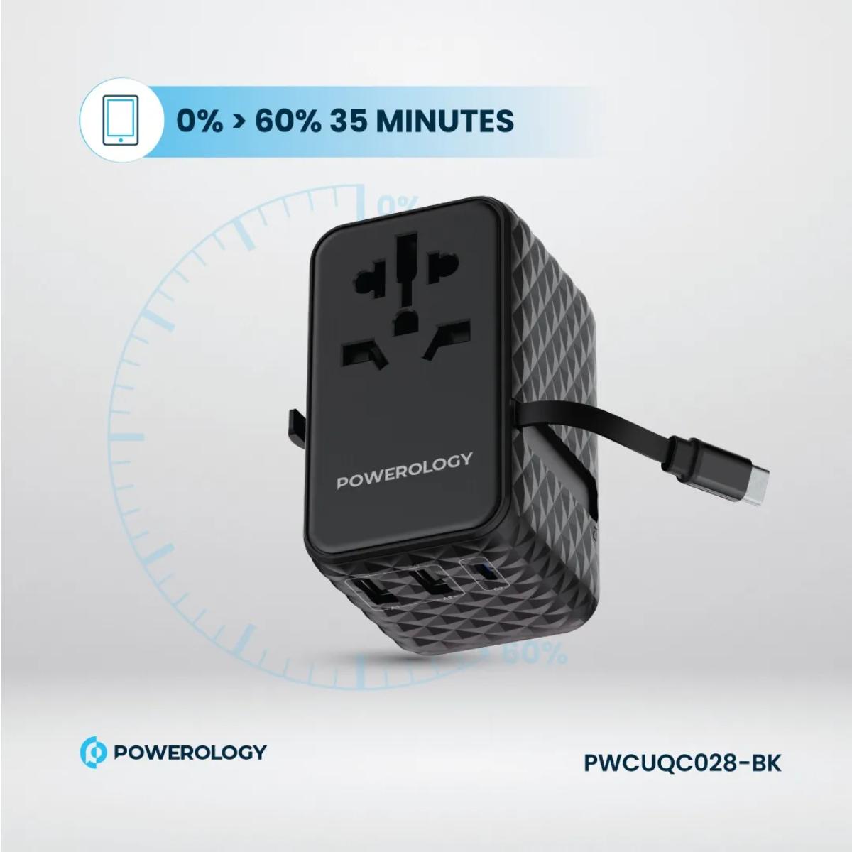 Powerology 20W GaN Universal Travel Adapter