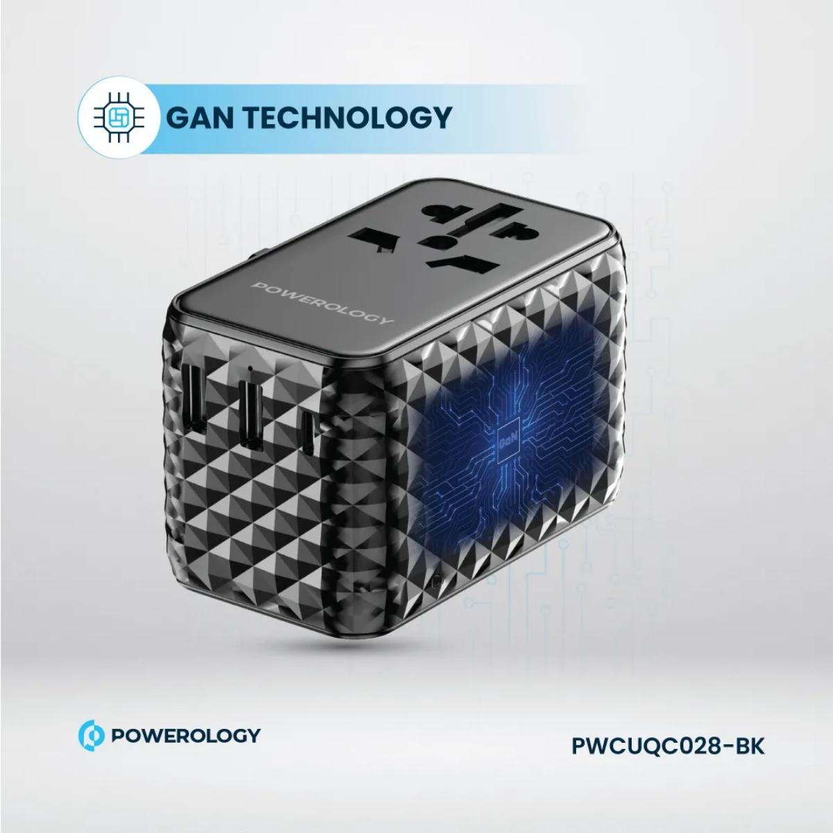 Powerology 20W GaN Universal Travel Adapter