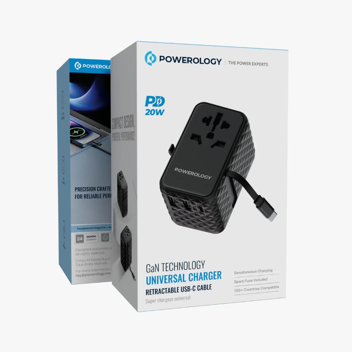 Powerology 20W GaN Universal Travel Adapter