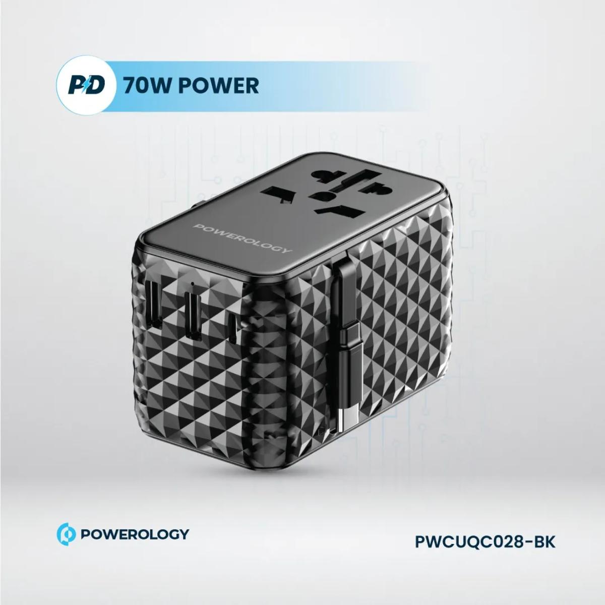 Powerology 20W GaN Universal Travel Adapter