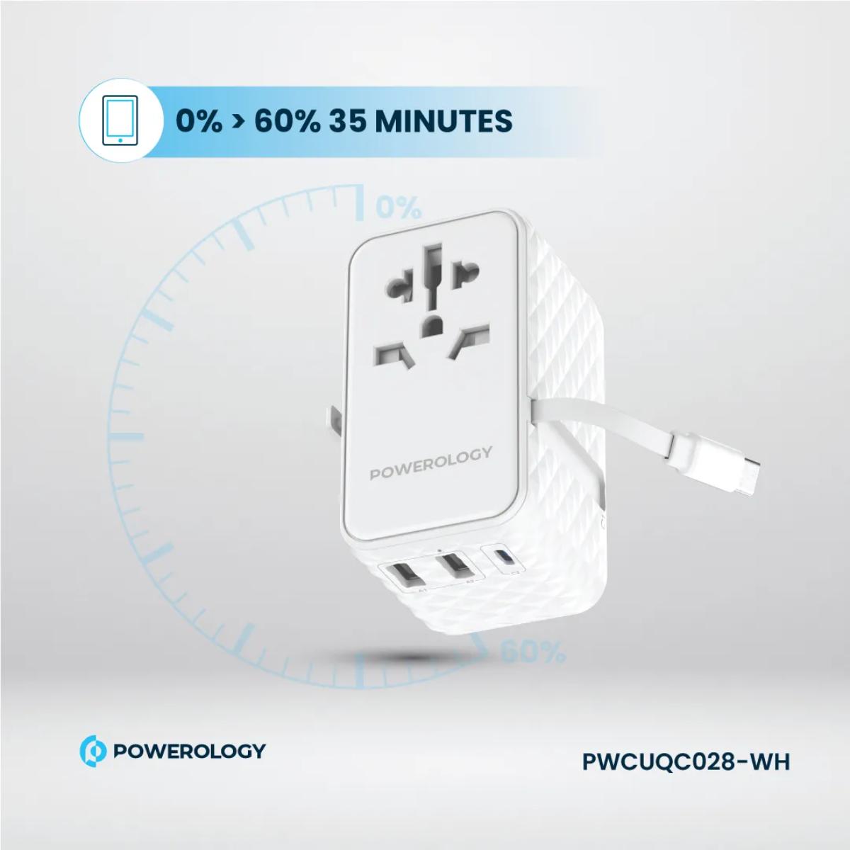 Powerology 20W GaN Universal Travel Adapter
