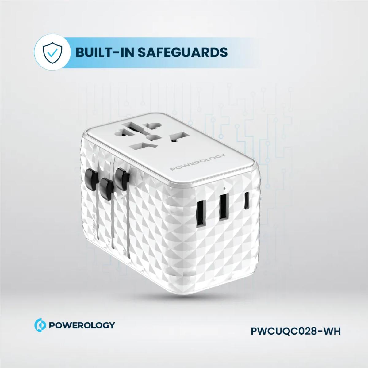 Powerology 20W GaN Universal Travel Adapter