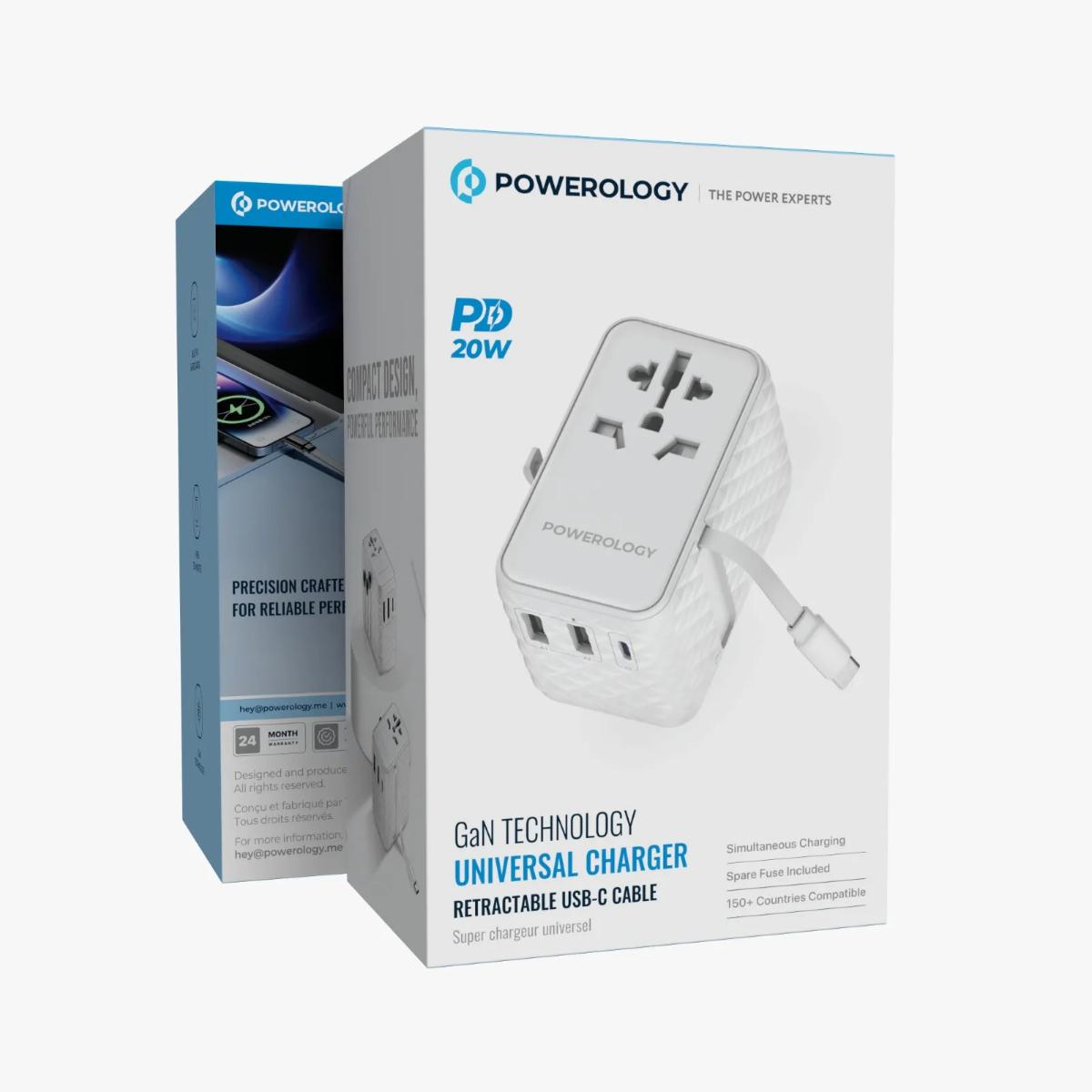 Powerology 20W GaN Universal Travel Adapter