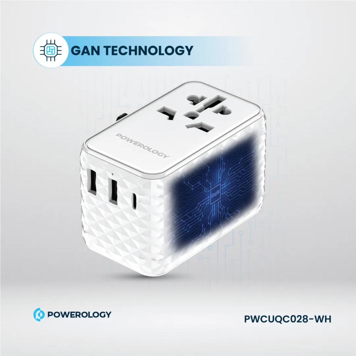 Powerology 20W GaN Universal Travel Adapter
