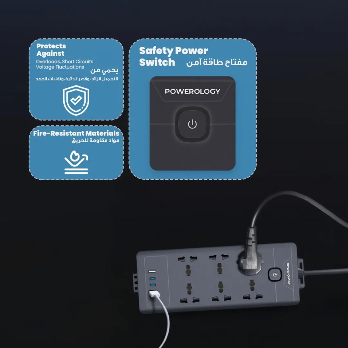 Powerology 6AC 2500W Power Strip
