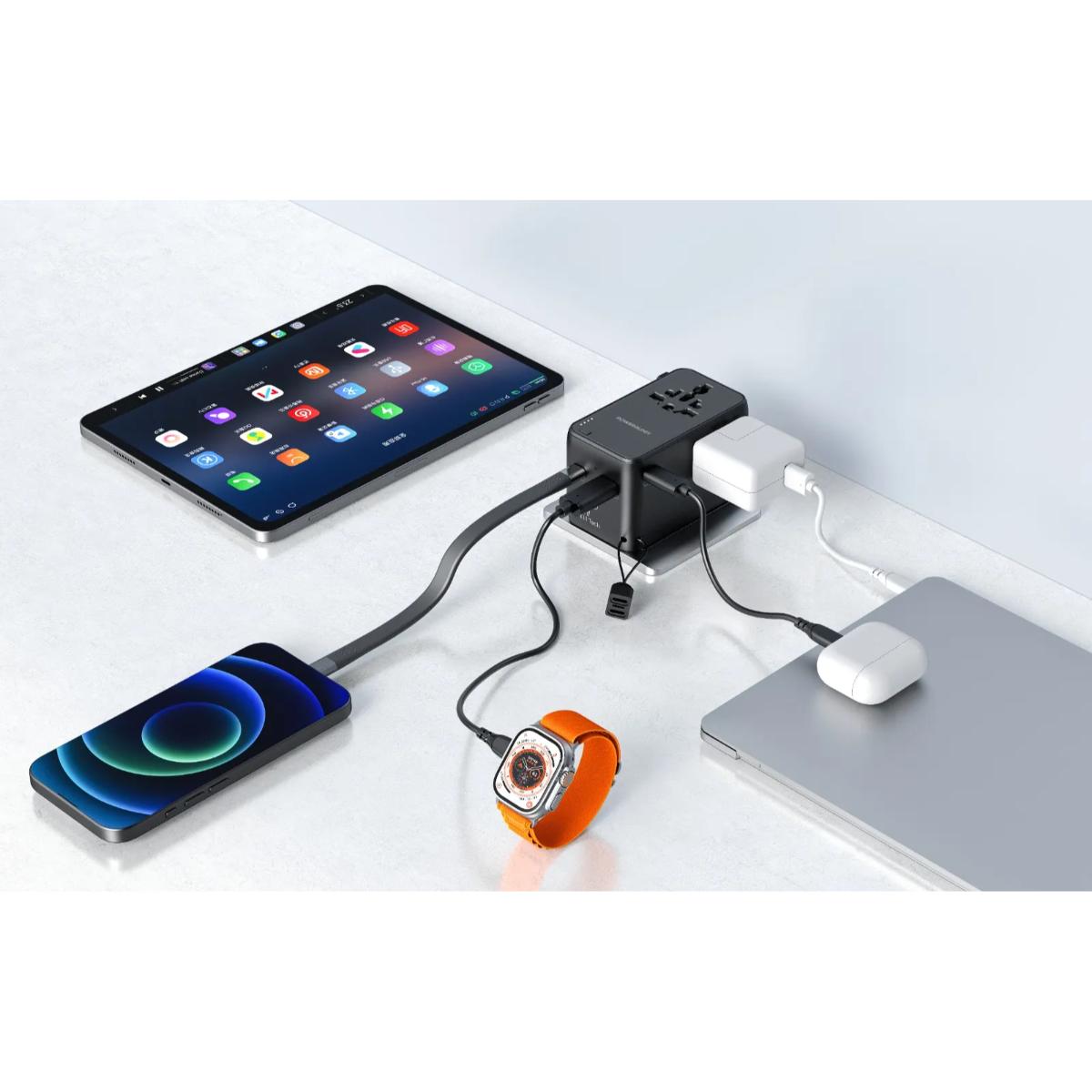 Powerology 2500W Universal Travel Adapter & Power Bank