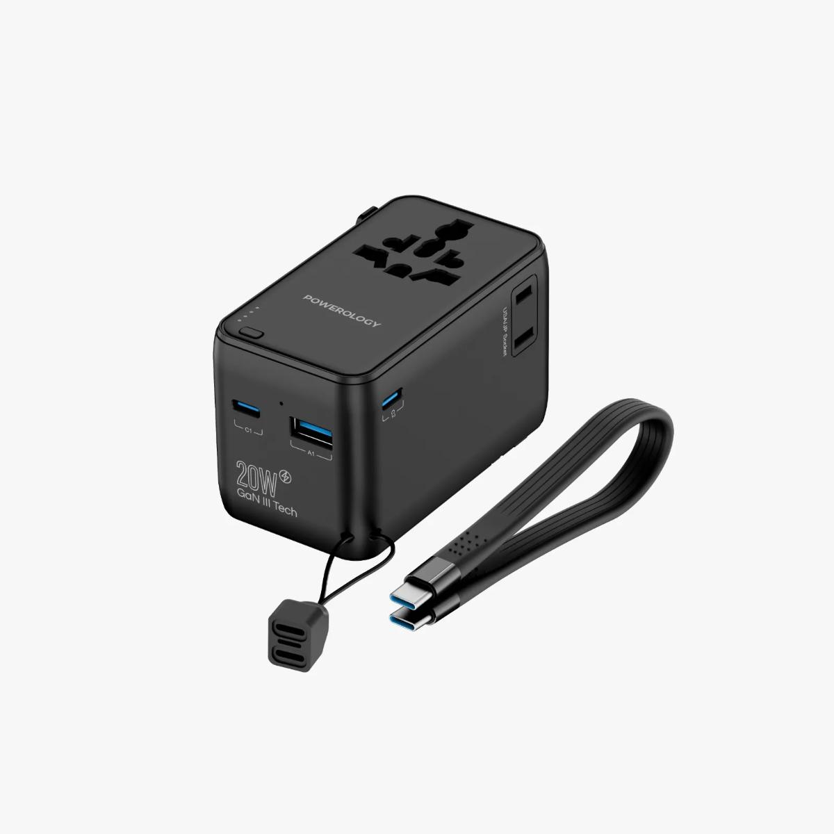 Powerology 2500W Universal Travel Adapter & Power Bank