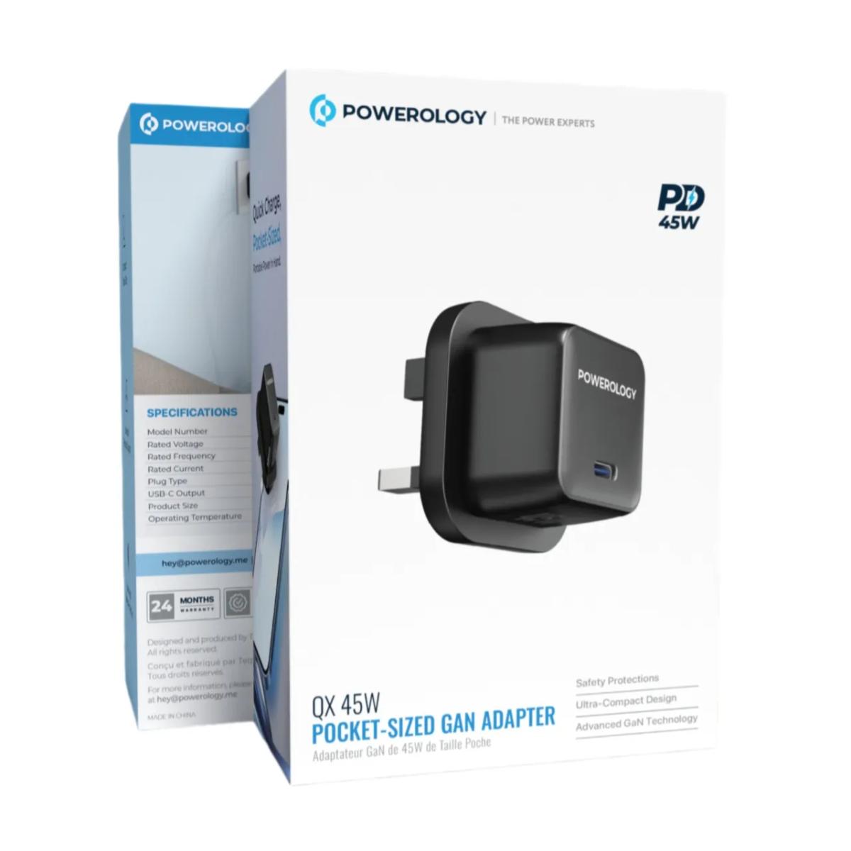 Powerology QX 45W Pocket-Sized GAN Adapter