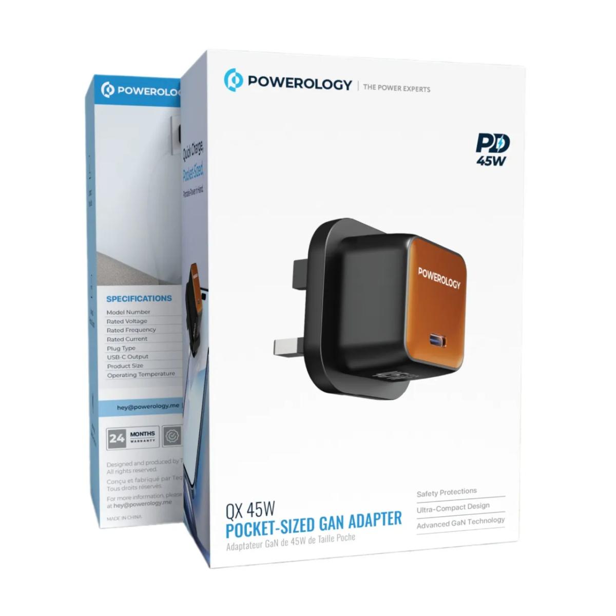 Powerology QX 45W Pocket-Sized GAN Adapter