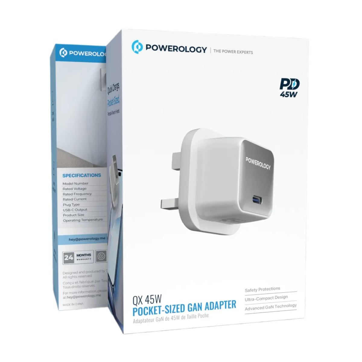 Powerology QX 45W Pocket-Sized GAN Adapter