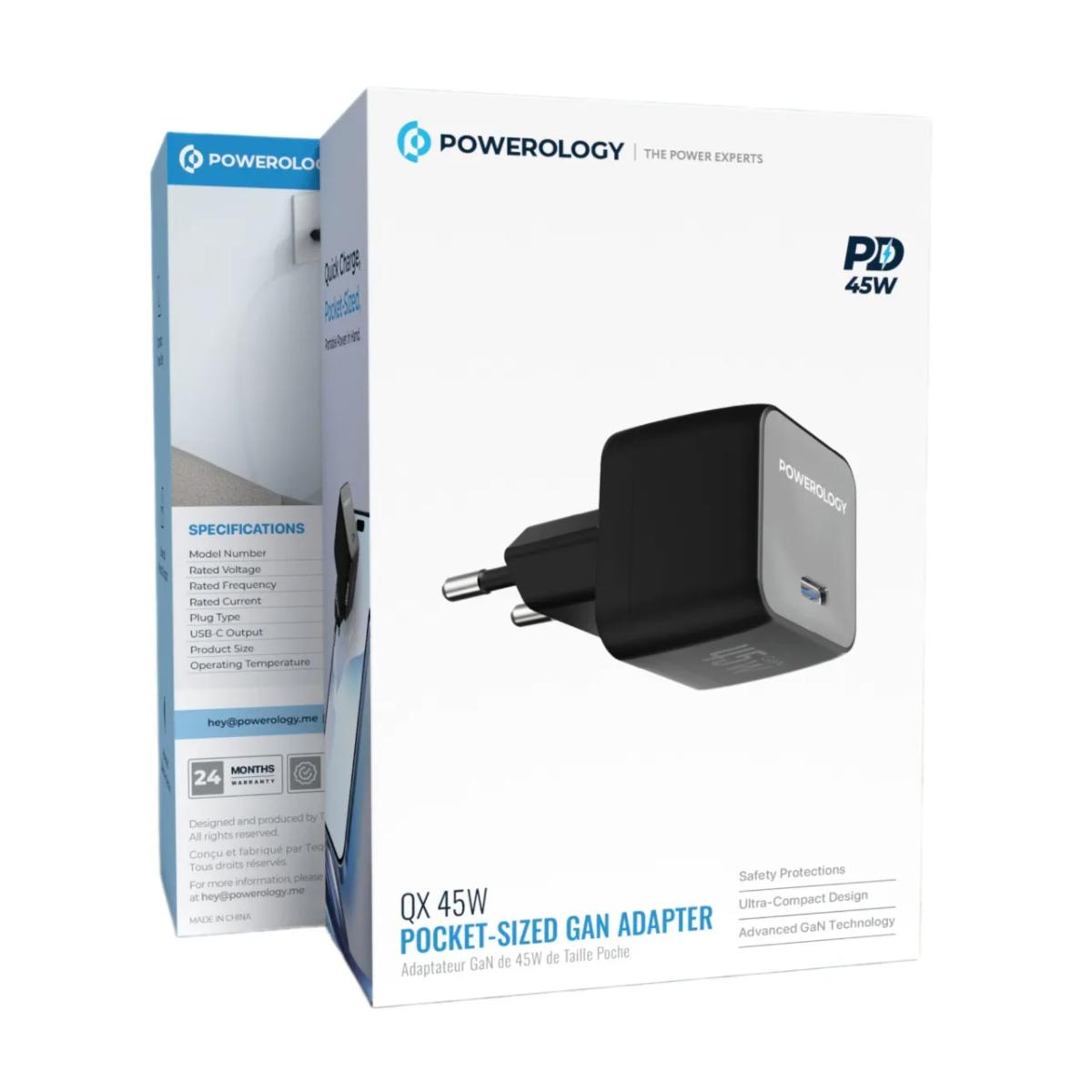 Powerology QX 45W Pocket-Sized GAN Adapter
