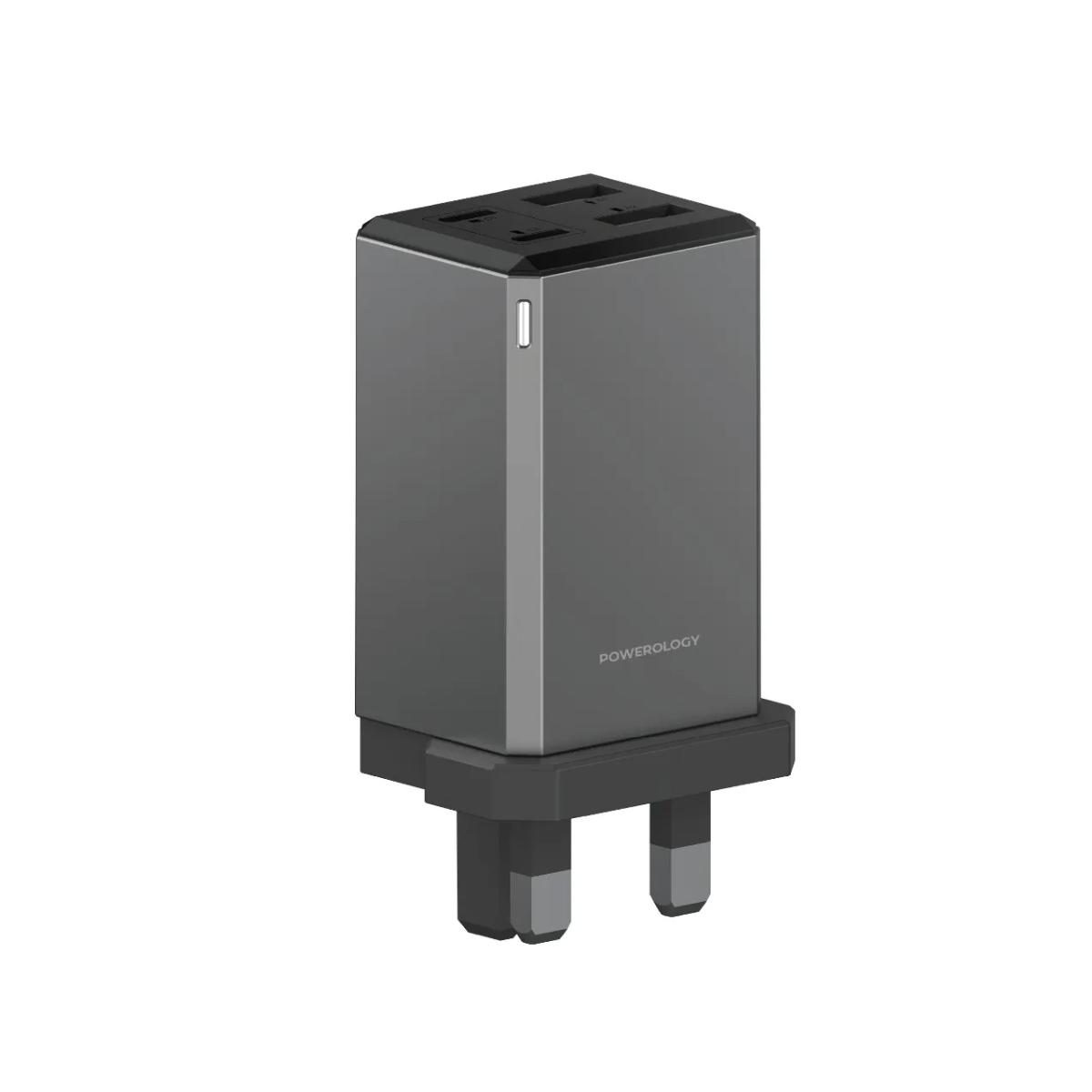 Powerology 65W GaN UK Plug Travel Adapter