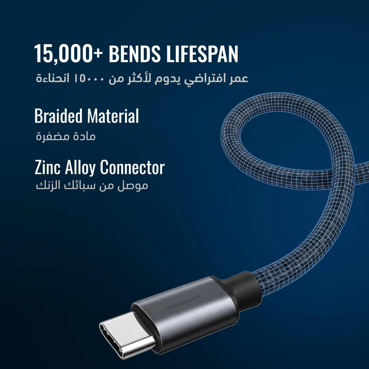 Powerology Zinco Series 2-IN-1 Dual USB-C Cable