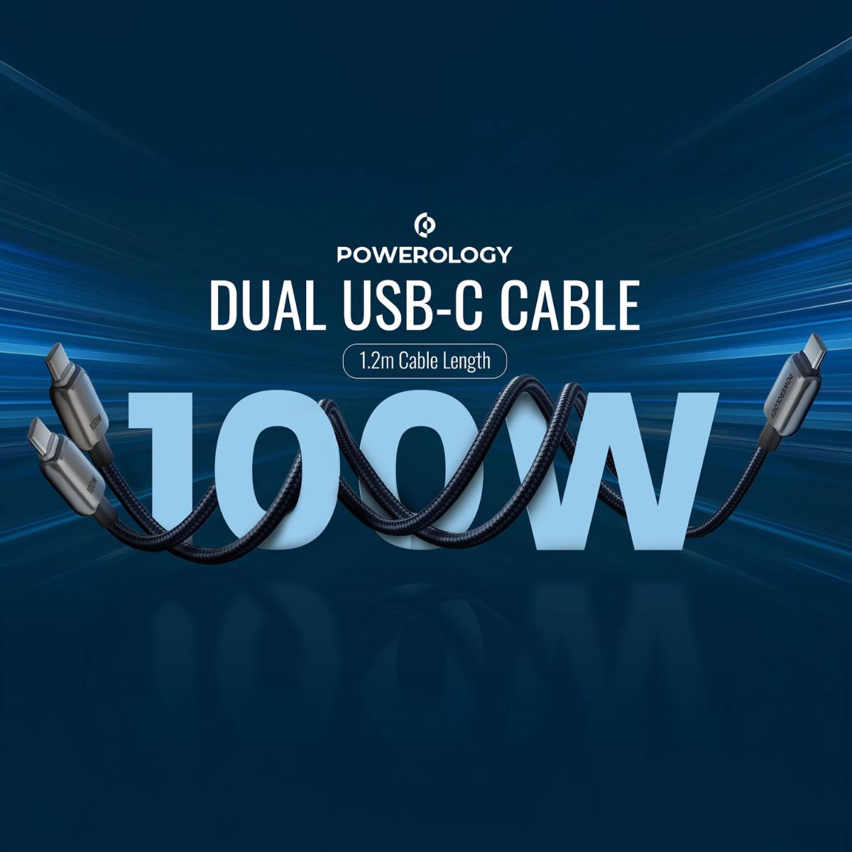 Powerology Zinco Series 2-IN-1 Dual USB-C Cable