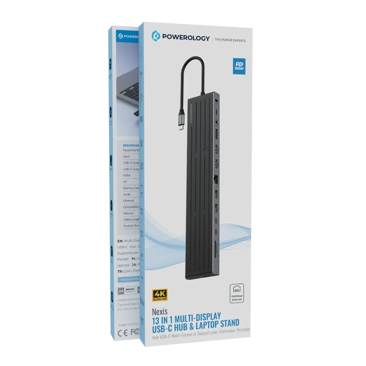 Powerology Nexis 13-in-1 USB-C Hub & Laptop Stand