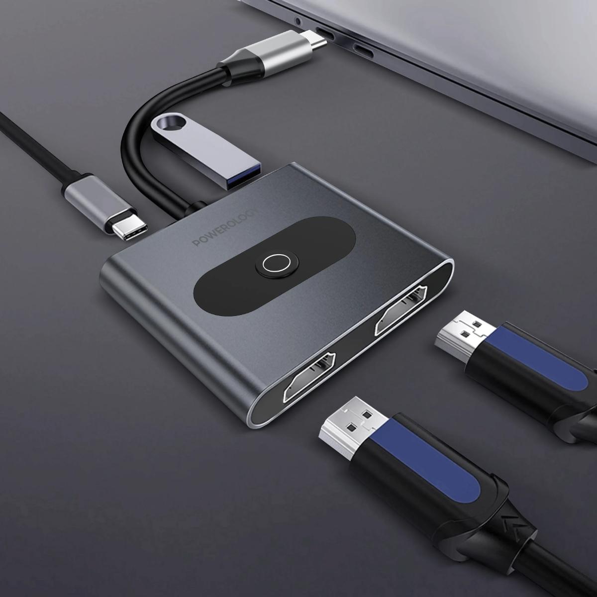Powerology 4 In 1 USB-C Multi-Function Hub
