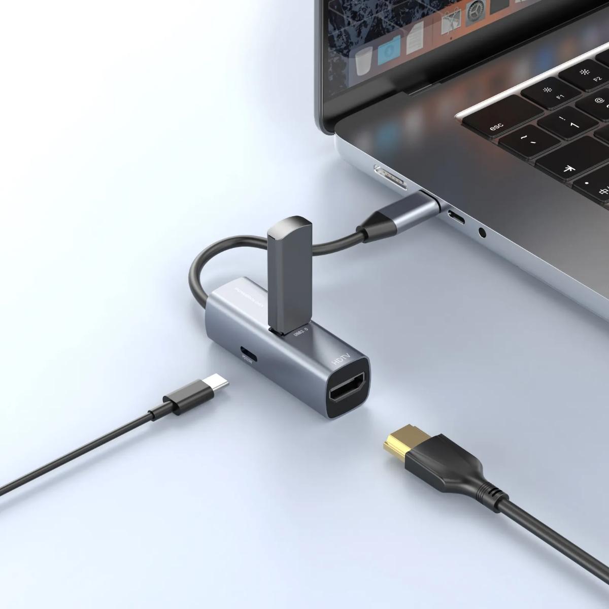 Powerology Aluminum Mini USB-C HUB