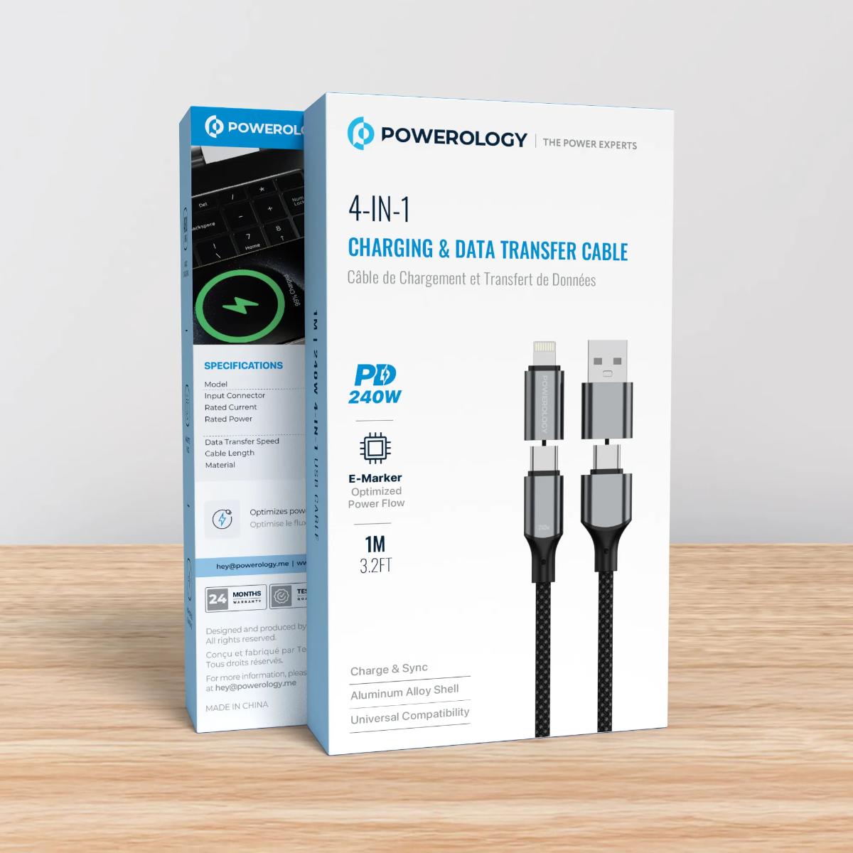 Powerology 4-in-1 Magnetic Fast Charging Cable