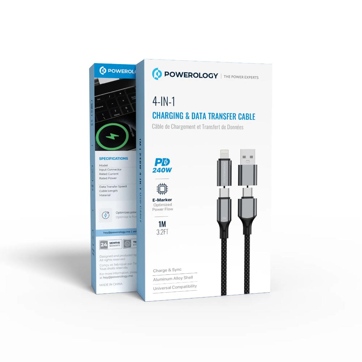 Powerology 4-in-1 Magnetic Fast Charging Cable