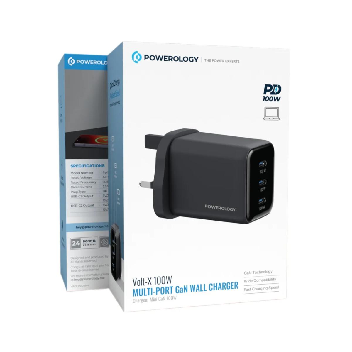 Powerology Volt-X 100W 3-Port GaN Wall Charger