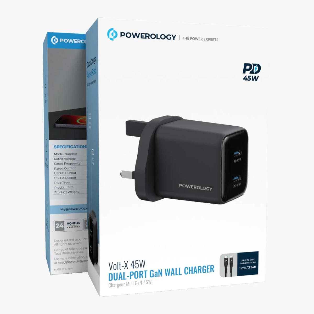 Powerology Volt-X 45W Dual USB-C GaN Charger