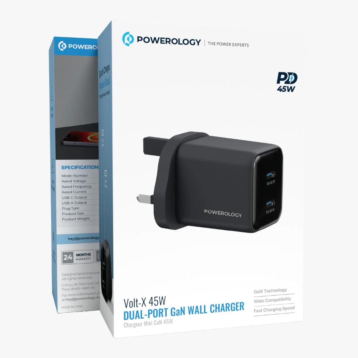 Powerology Volt-X 45W Dual-Port GaN Charger