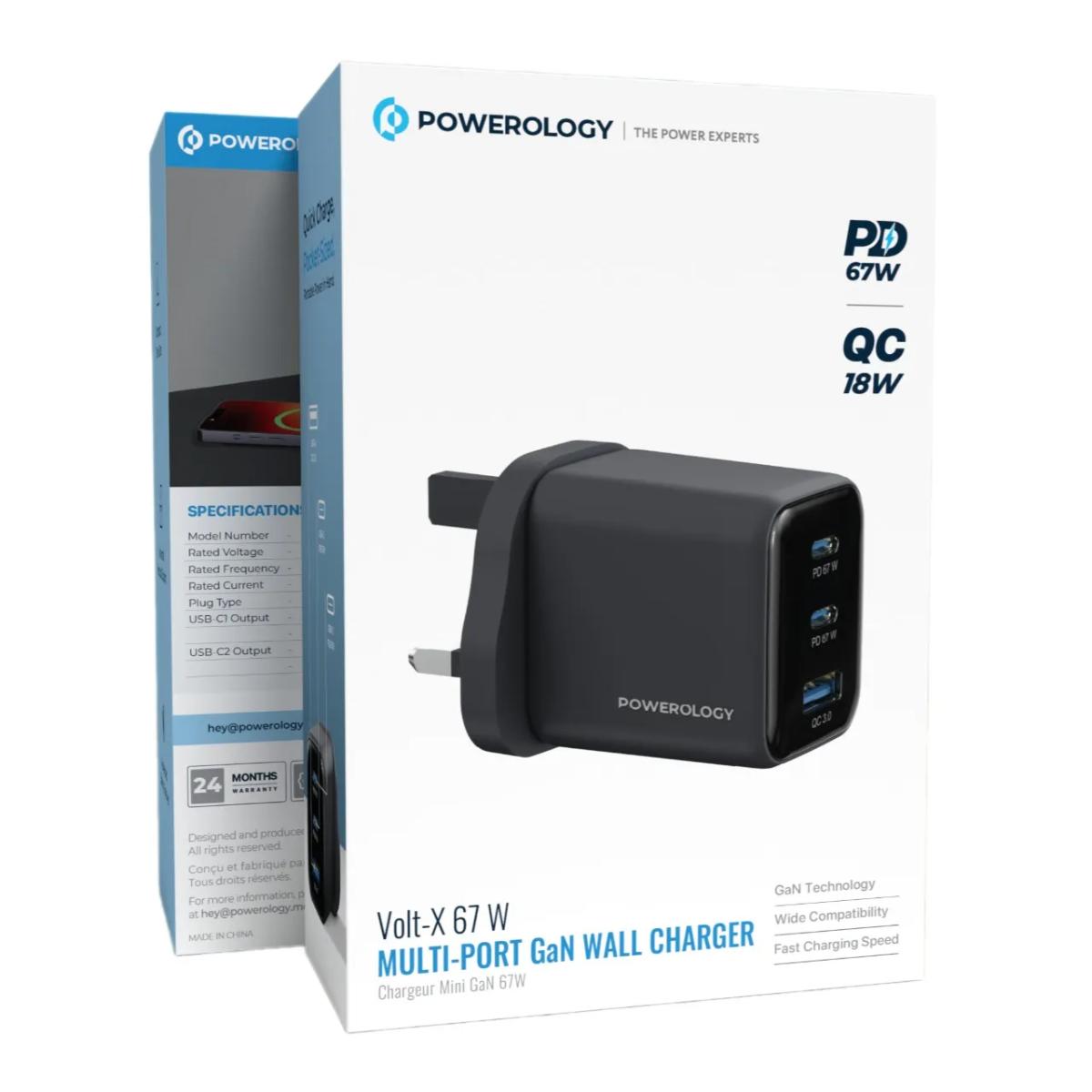 Powerology Volt-X 67W 3-Port GaN Wall Charger