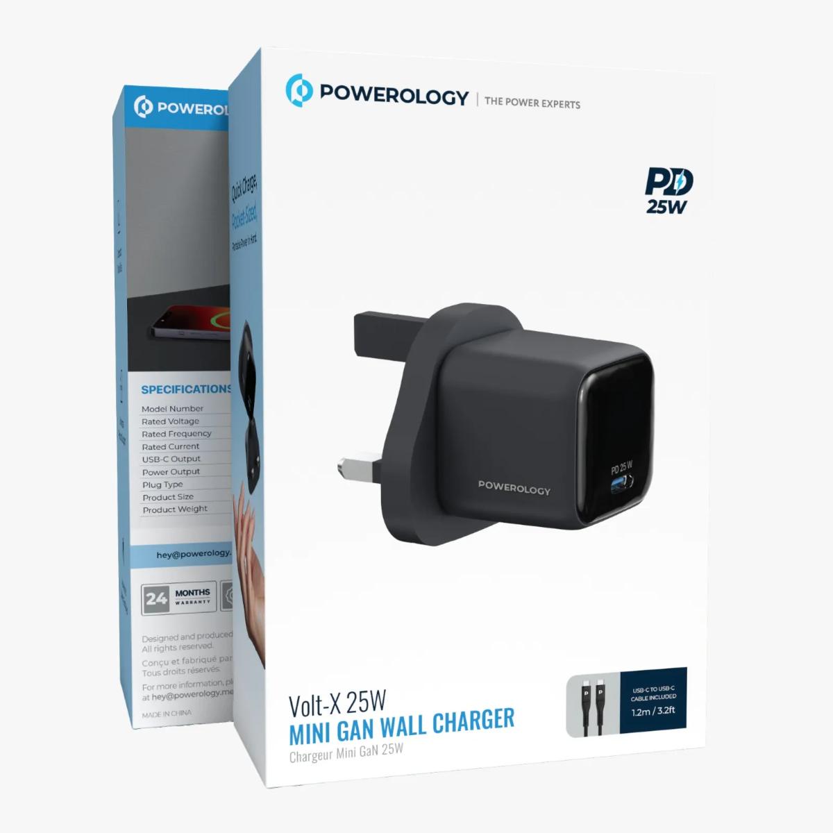 Powerology Volt-X 25W Mini GaN USB-C Wall Charger