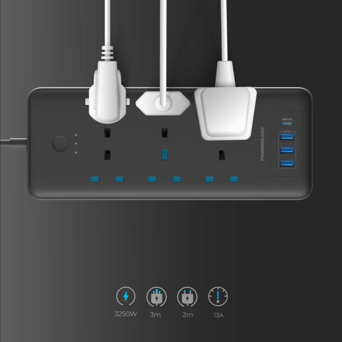Powerology 6 AC Multi-Port Power Strip