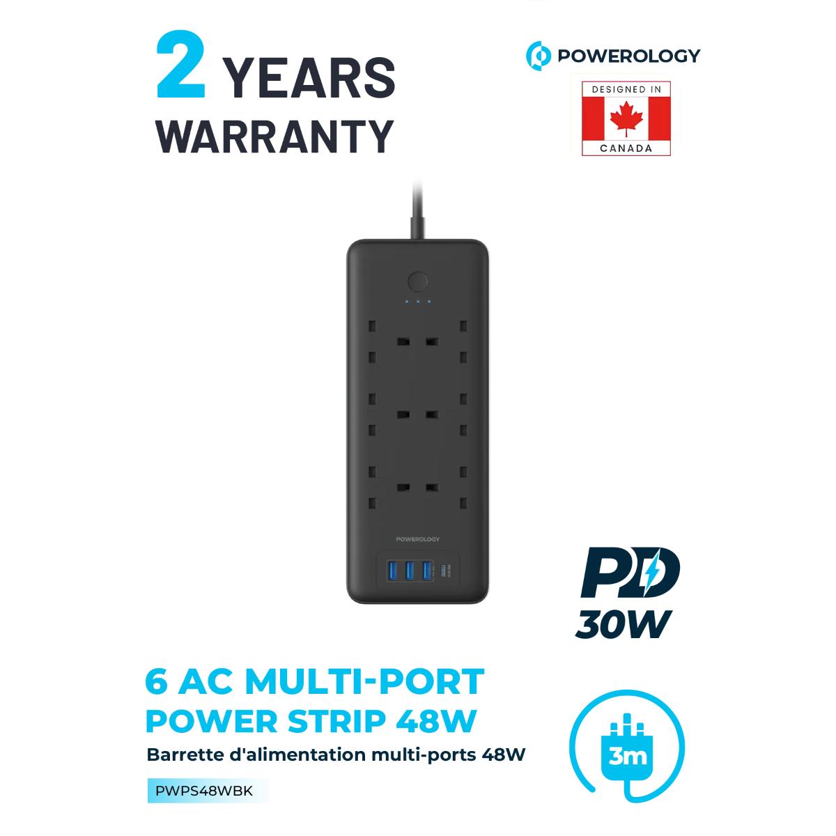 Powerology 6 AC Multi-Port Power Strip