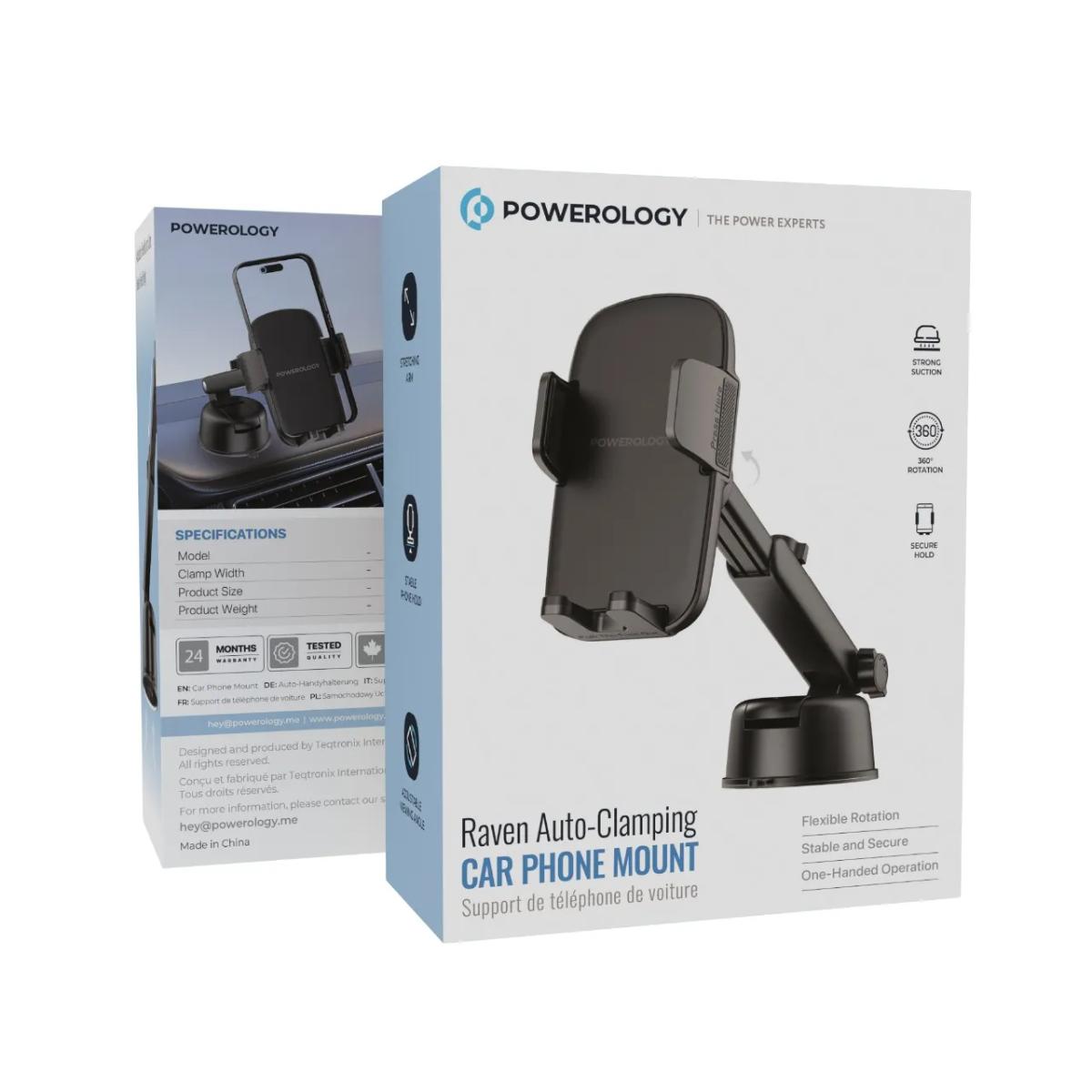 Powerology Raven Auto-Clamping Car Phone Mount