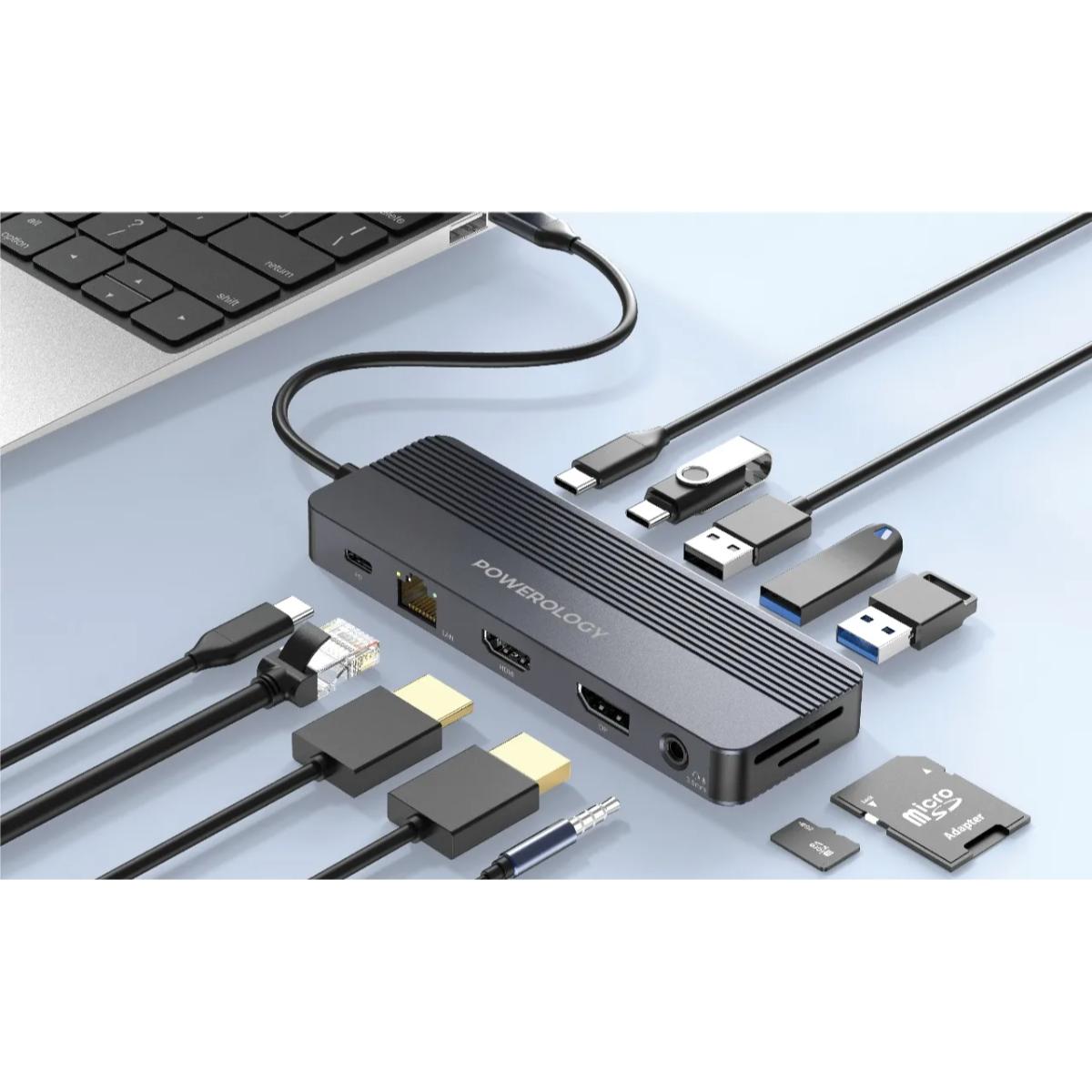Powerology 12-In1 USB-C Multi-Port HUB