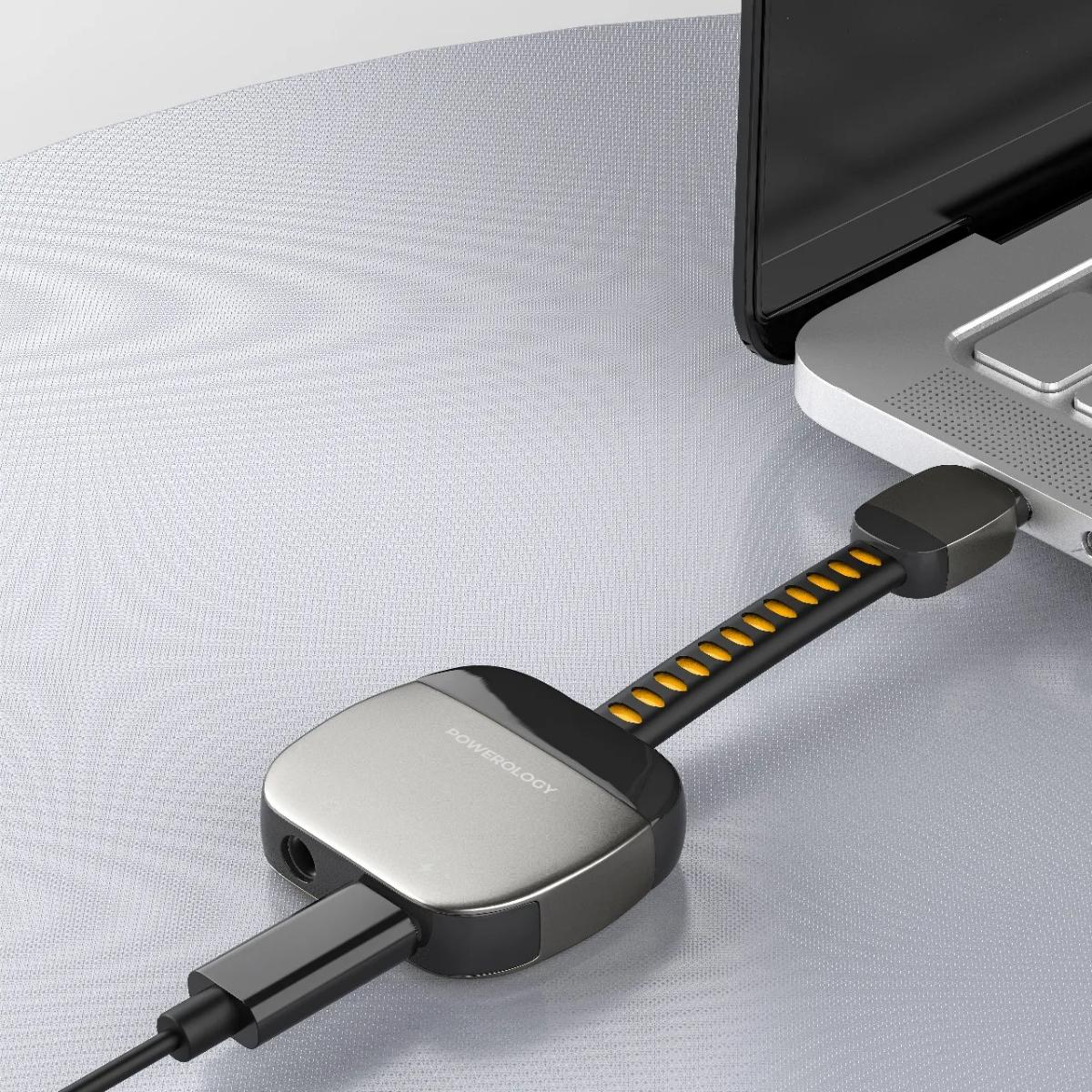 Powerology 2-in-1 USB-C Aux & PD 60W Charger Adapter