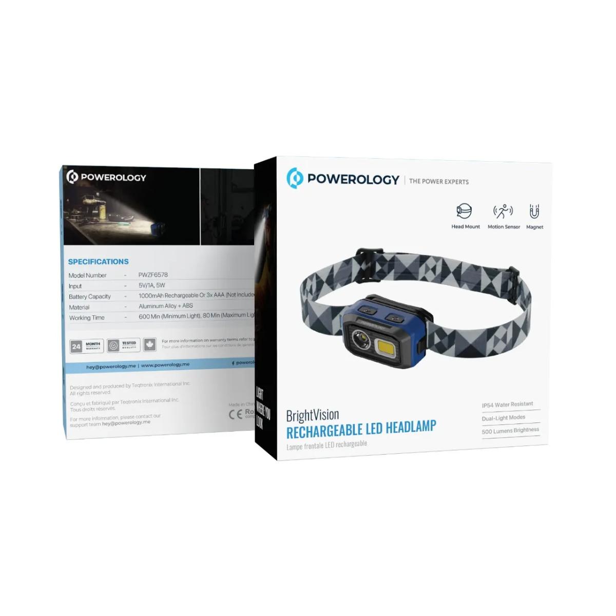 Powerology BrightVision Rechargeable LED  Headlamp