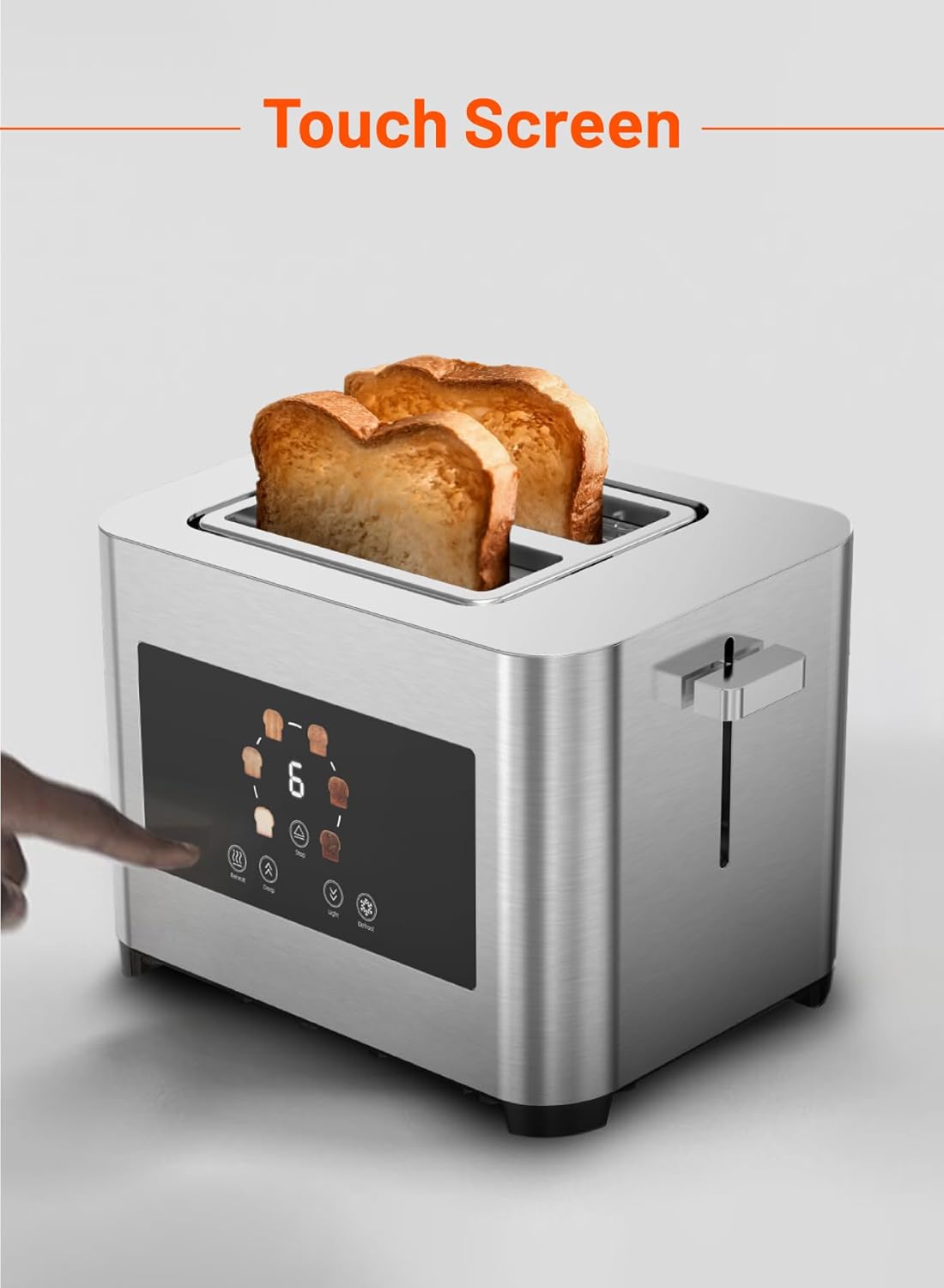 2-Slice Digital Pop-Up Bread Toaster with Smart memory 850W by Porodo