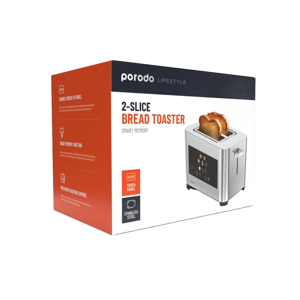 2-Slice Digital Pop-Up Bread Toaster with Smart memory 850W by Porodo