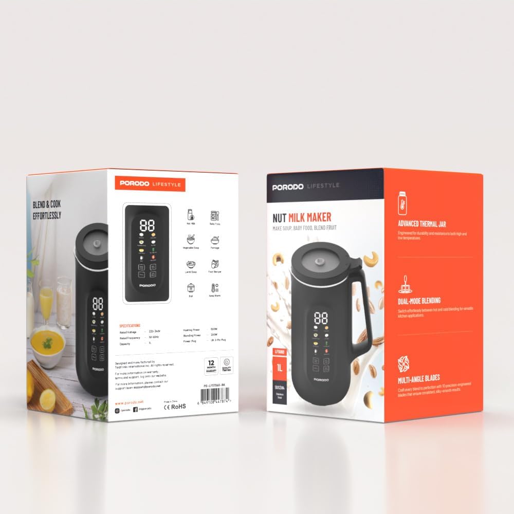 Auto Hot and Cold Drink Maker 1L with Digital Display by Porodo