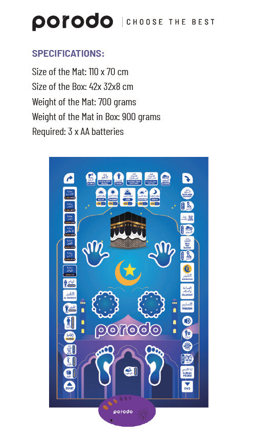 Kids Educational Smart Prayer Mat Blue