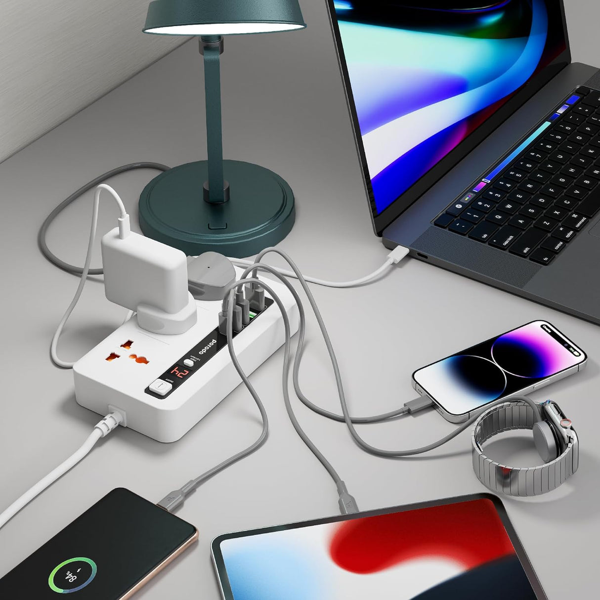 Porodo 3AC 4USB Multi Port Super Hub 2M | Power Hub | Tradeo Shopping