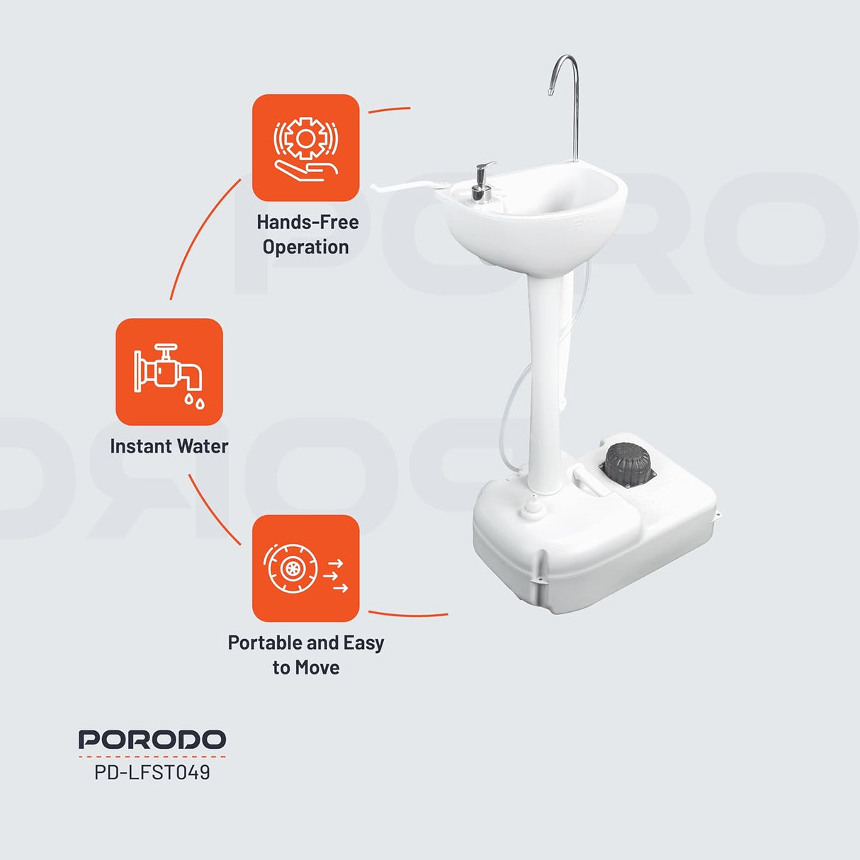 Portable Handwash Sink 17L with Folding Funnel by Porodo